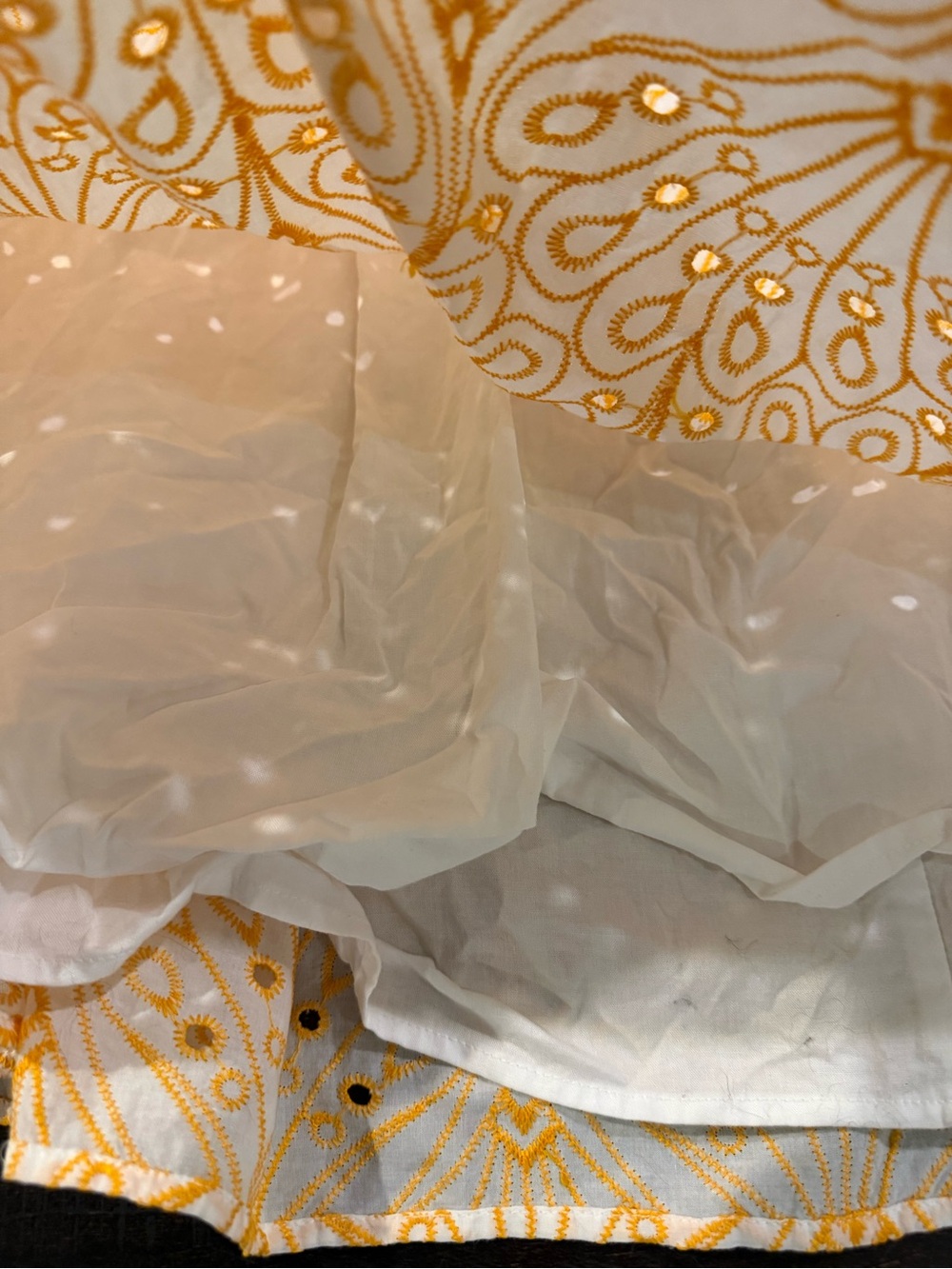 LOFT Petites Eyelet Open Back Maxi Dress White Yellow 4P - Picture 11 of 12
